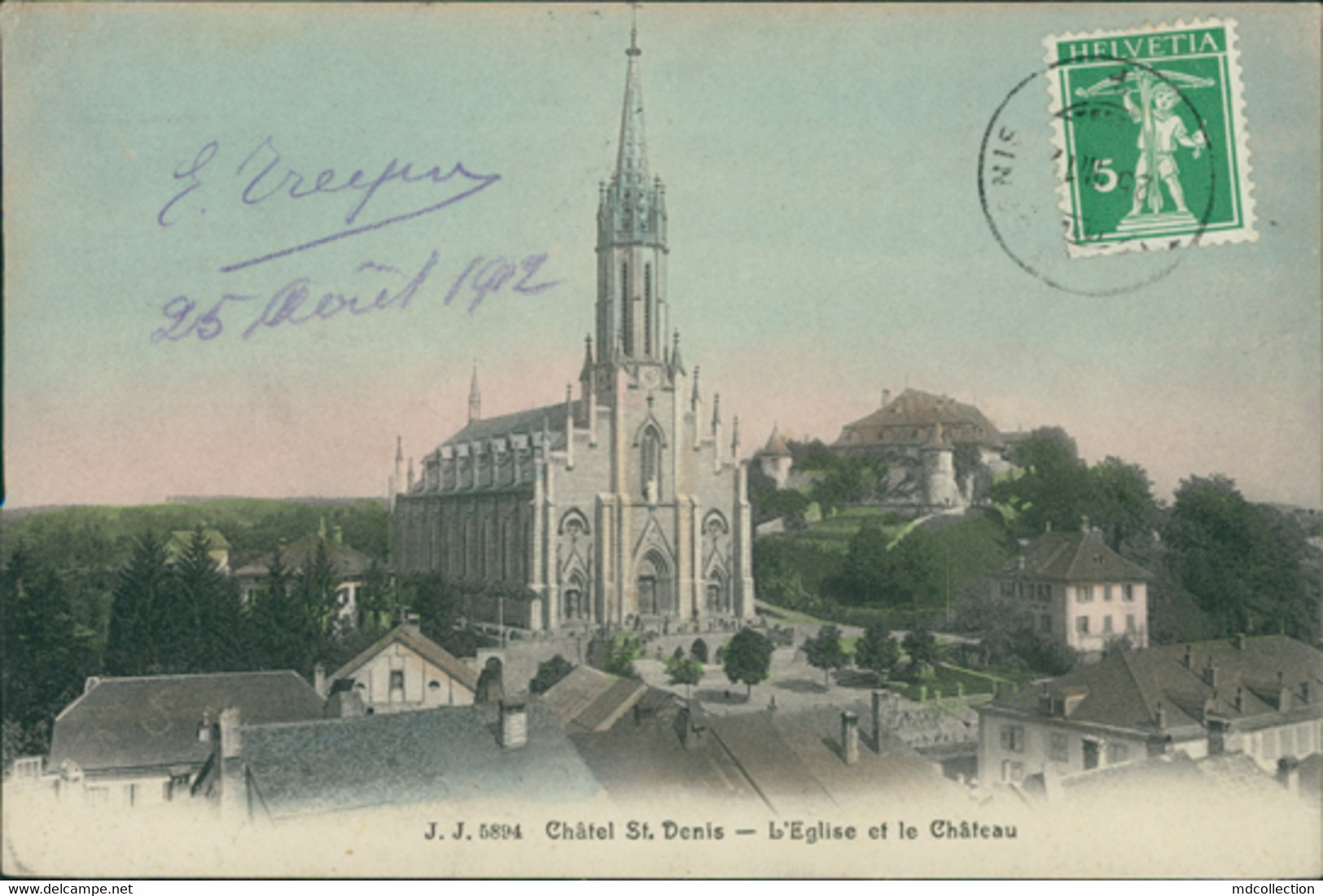 CH CHATEL SAINT DENIS / L'Eglise Et Le Château / CARTE COULEUR - Châtel-Saint-Denis
