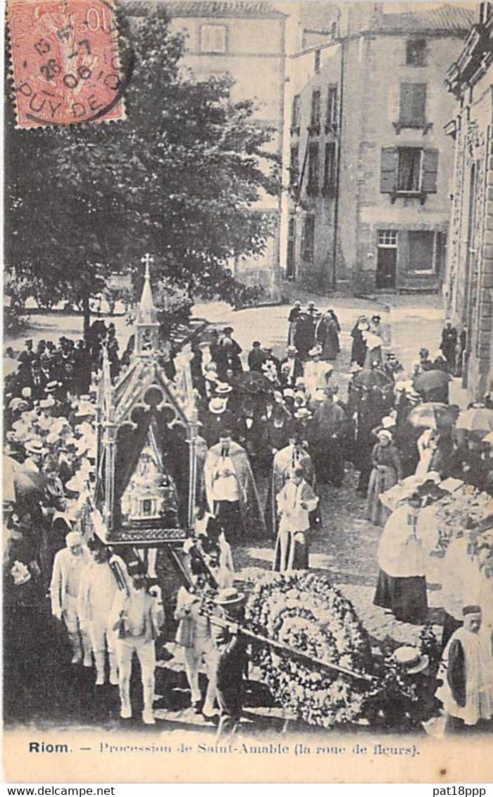 RELIGION CATHOLIQUE Evenement - 63 - RIOM : Procession De Saint Amable ( La Roue De Fleurs ) CPA Village - Puy De Dôme - Altri & Non Classificati