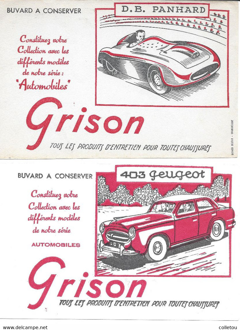 BUVARDS GRISON Série Automobile : 4CV RENAULT,403 PEUGEOT, D.B.PANHARD  21x 13 Cm (P01) - Automóviles