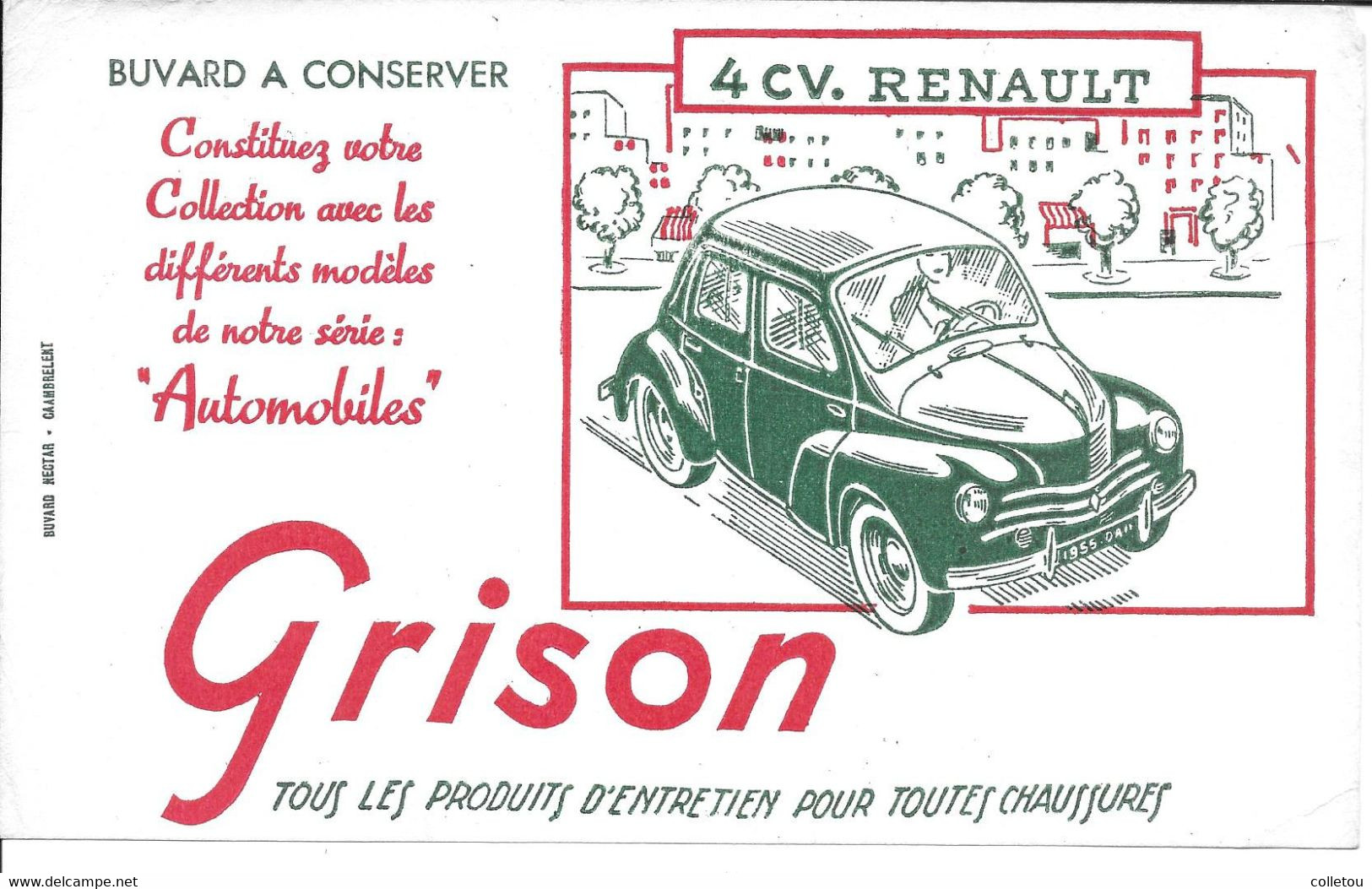 BUVARDS GRISON Série Automobile : 4CV RENAULT,403 PEUGEOT, D.B.PANHARD  21x 13 Cm (P01) - Macchina