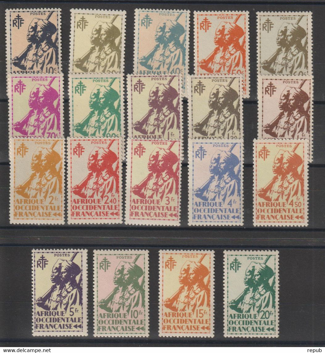 AOF 1945 Série 4-22, 19 Val ** MNH - Unused Stamps