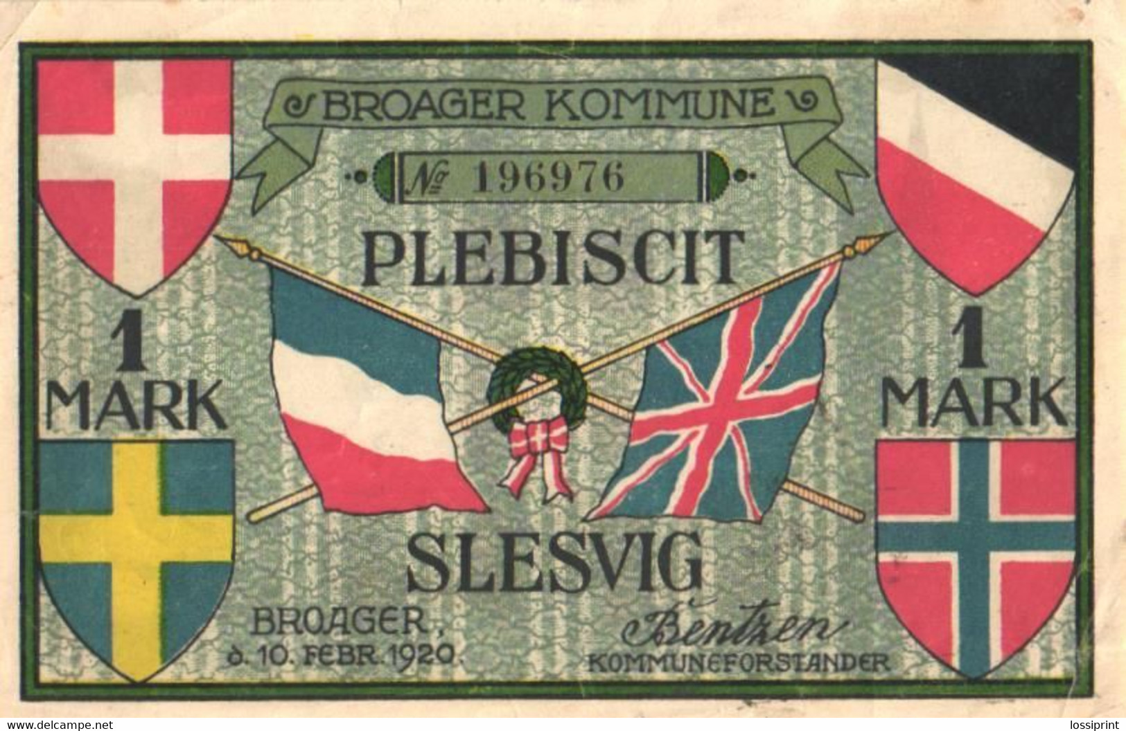 Germany Notgeld:Broager Kommune 1 Mark 1920 - Collections