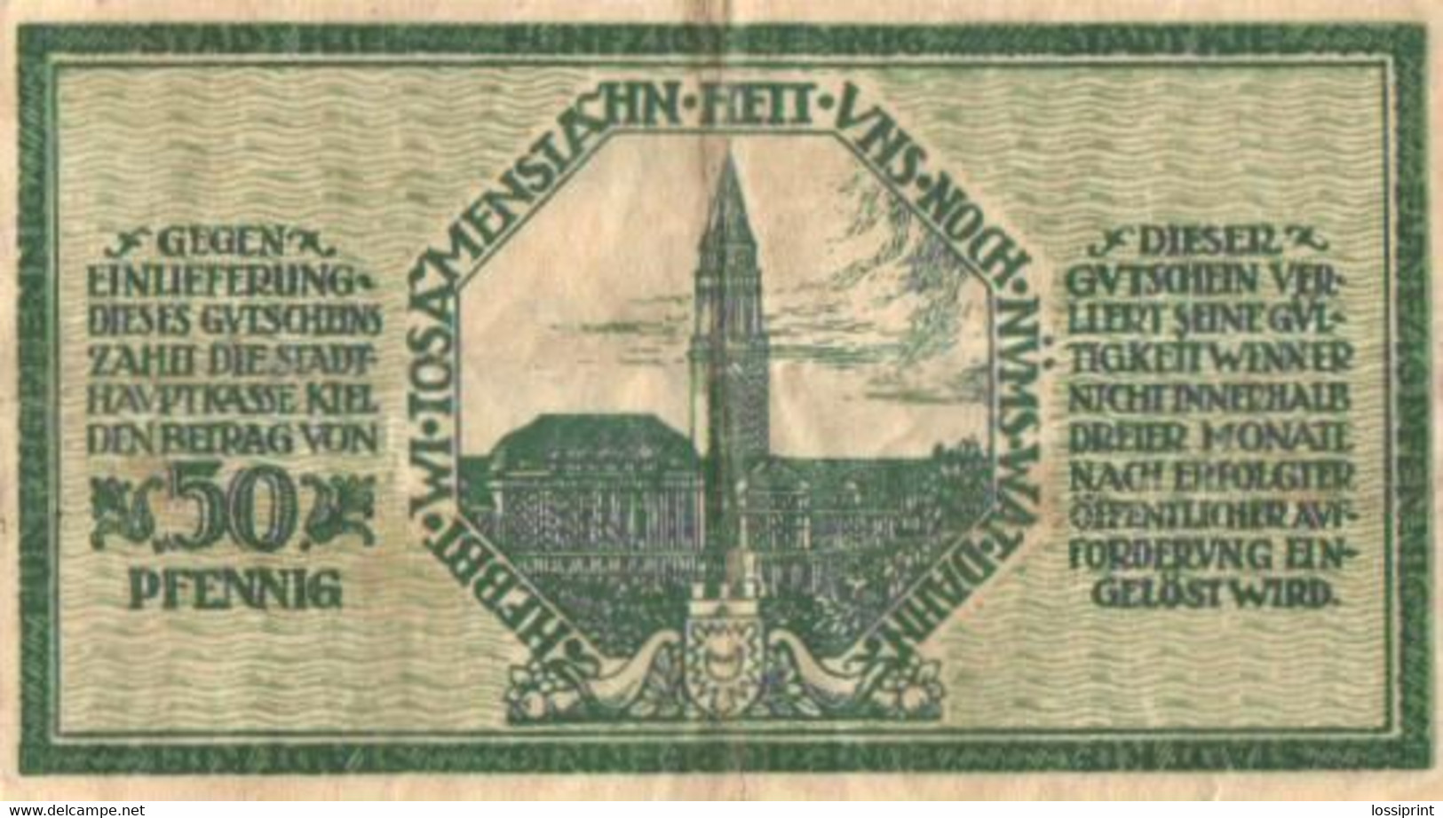 Germany Notgeld:Gutschein 50 Pfennig, Kiel 1918 - Collezioni