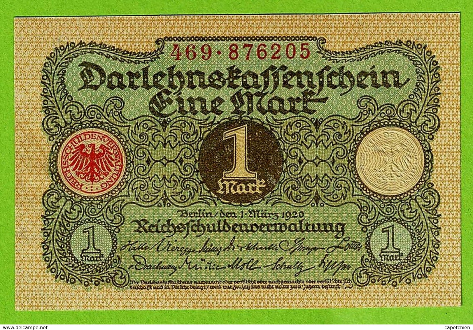 ALLEMAGNE / 1 MARK / KASSENSCHEIN / 01 - 03 - 1920 :/ 469.876205  /  Ros.65 - Ohne Zuordnung