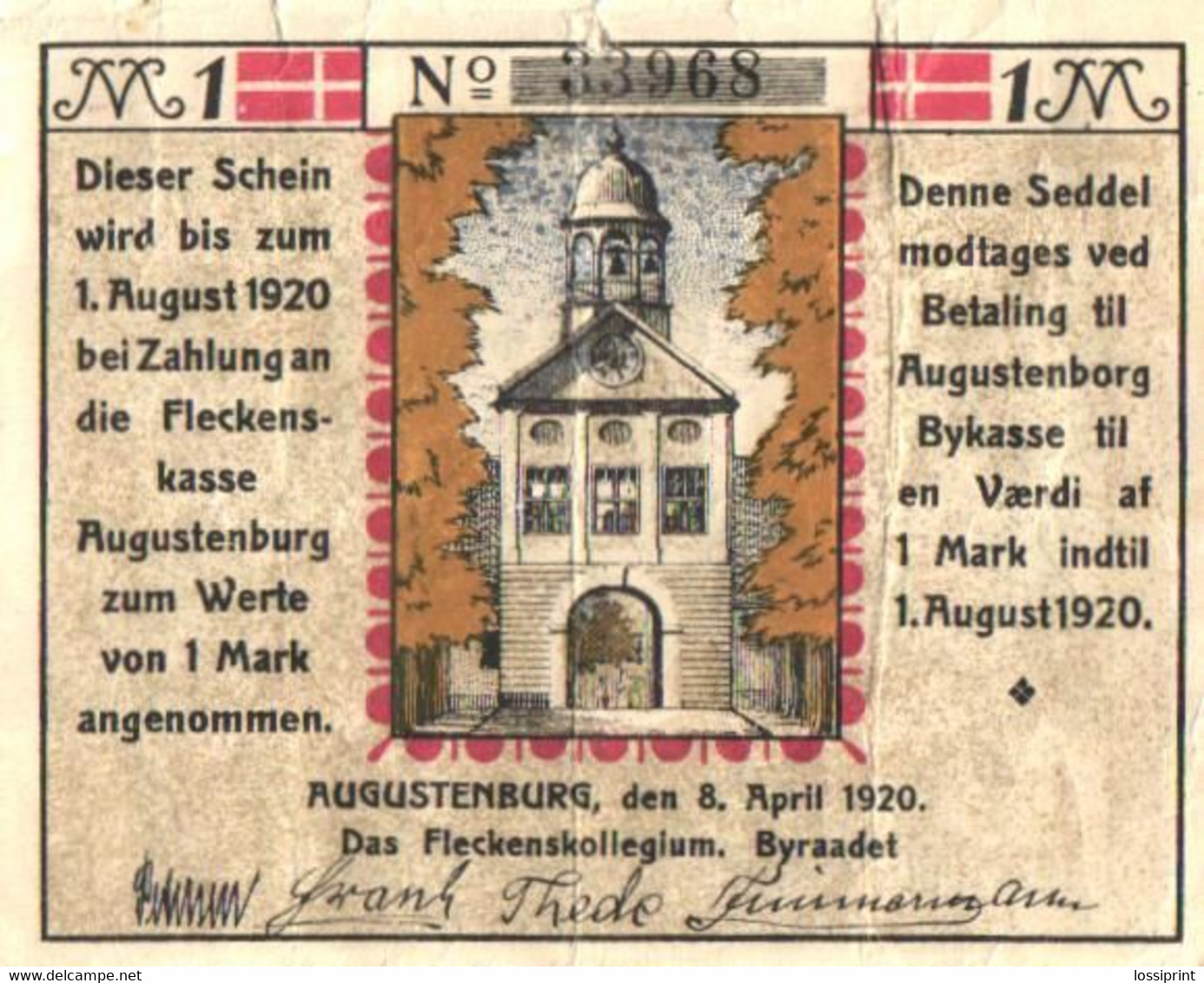 Germany Notgeld:Augustenburg 1 Mark, 1920 - Verzamelingen