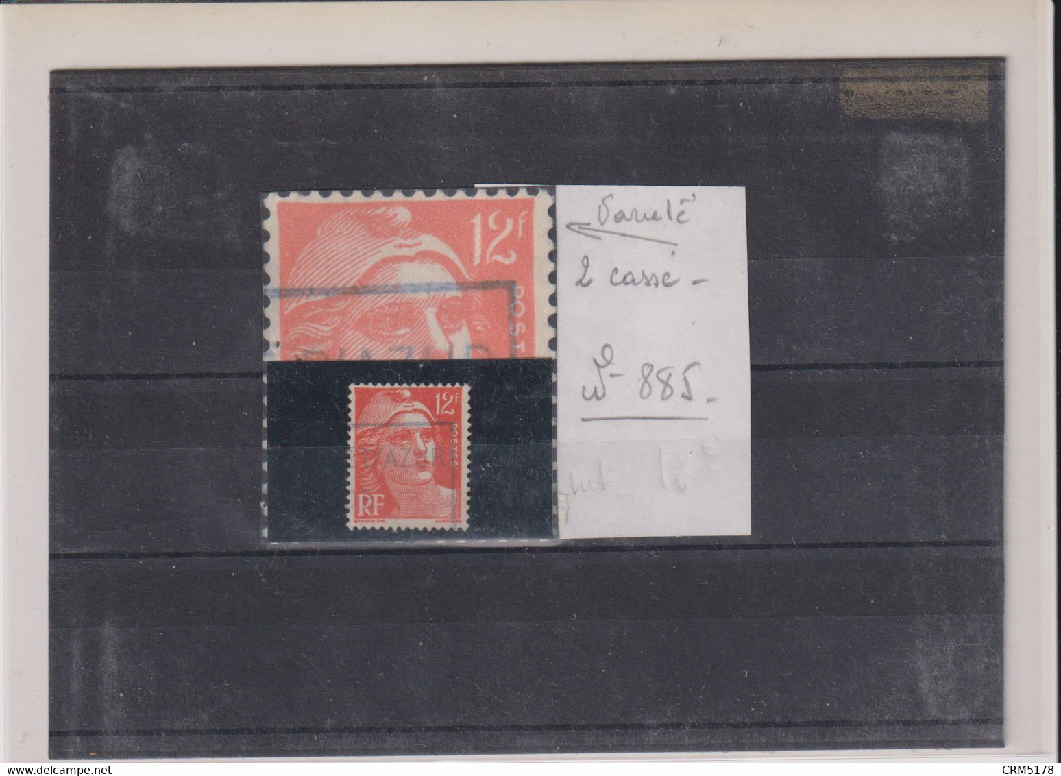 FRANCE-VARIETE-GANDON 1951-TP N°885 OB-2 Cassés TB- - Oblitérés