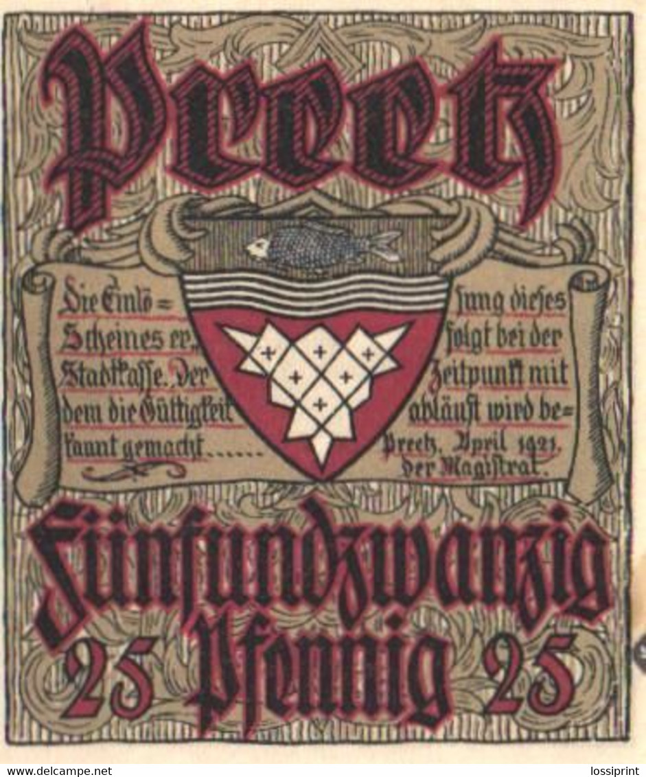 Germany Notgeld:Preeth 25 Pfennig, 1921 - Collections