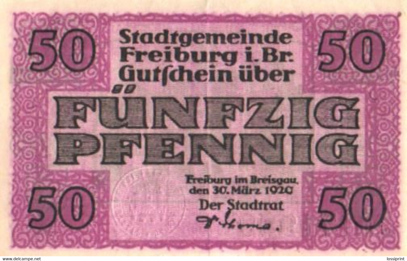 Germany Notgeld:Stadtgemeinde Freiburg 50 Pfennig, 1920 - Collezioni