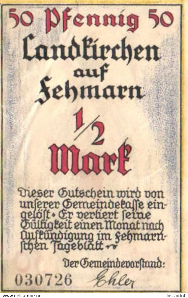 Germany Notgeld:Landkirchen Auf Lehmarn ½ Mark - Collections