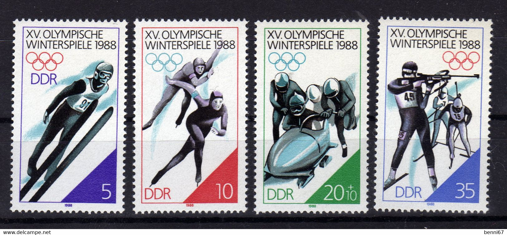 ALLEMAGNE Germany DDR 1988 JO Calgary Biathlon Ski Patinage Bob Yv 2754/2757 MNH ** - Winter 1988: Calgary