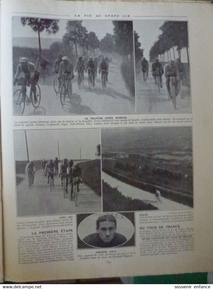 la Vie au Grand Air Juillet 1914 Automobile Lautenschlager Course Tour de France Cyclisme Moreuil Pneu Continental Pneus