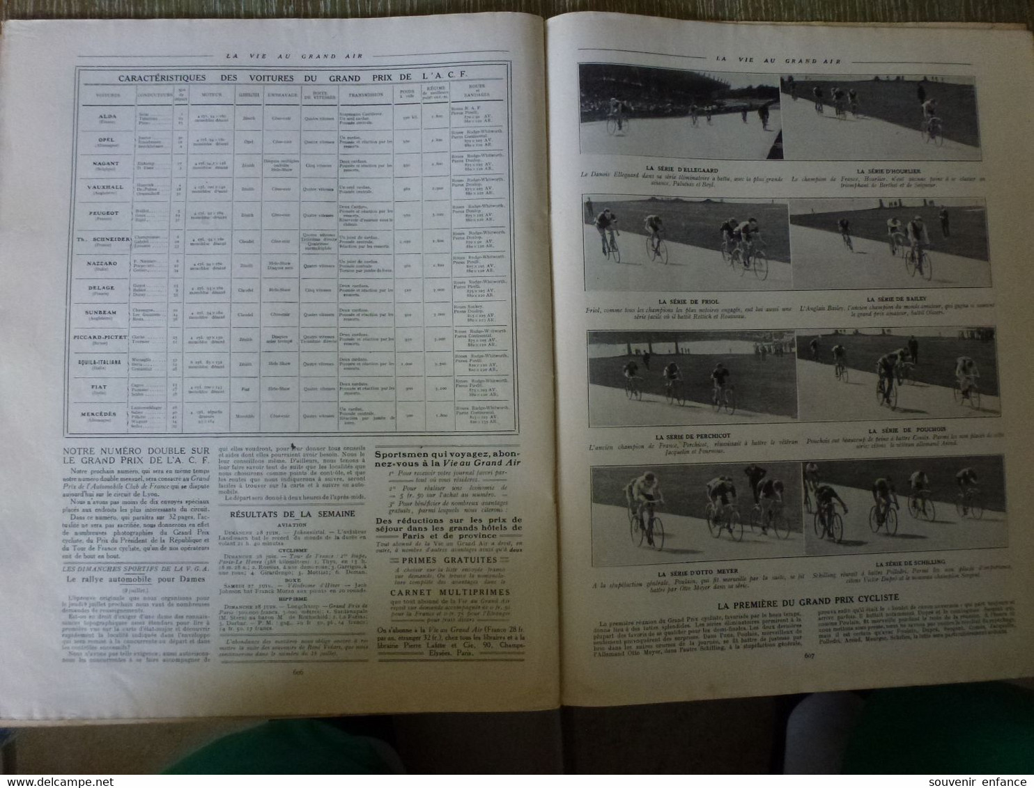 la Vie au Grand Air Juillet 1914 Automobile Lautenschlager Course Tour de France Cyclisme Moreuil Pneu Continental Pneus