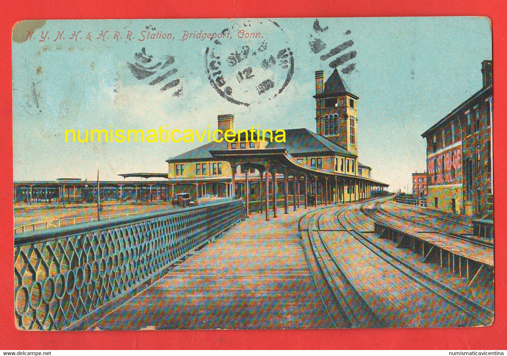 Bridgeport Connecticut USA Railroad Railway Station Train Trains Treni 1909 - Bridgeport