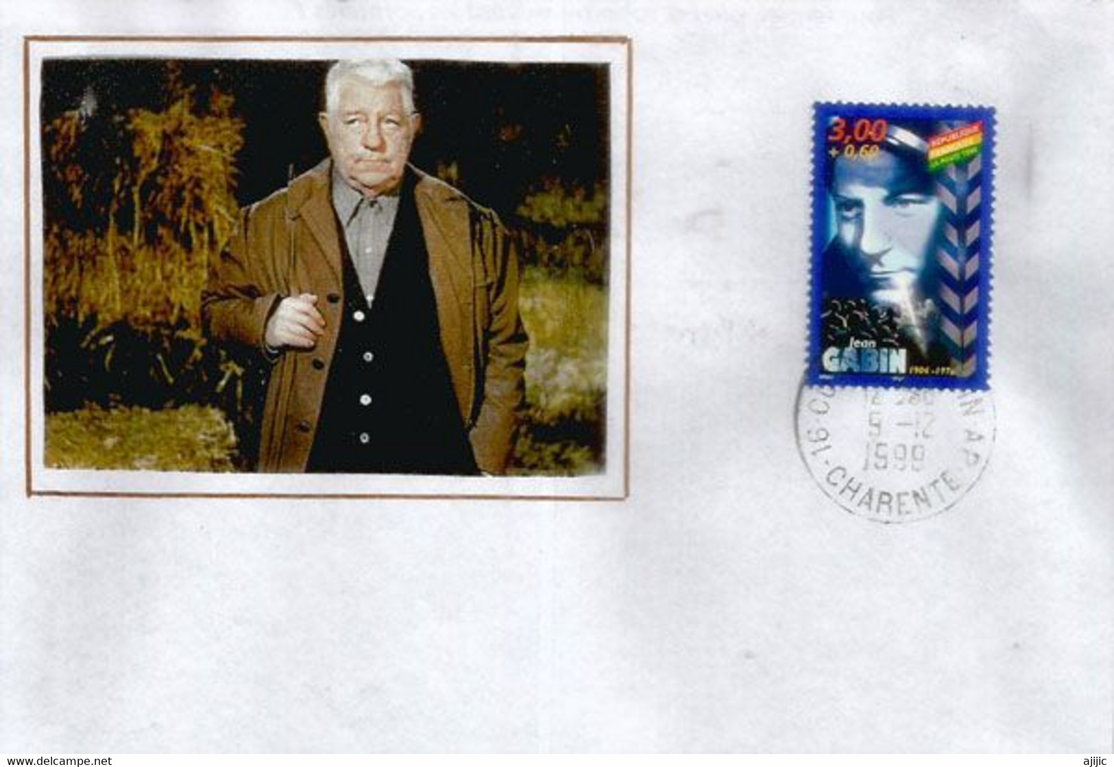 Hommage à JEAN GABIN, Lettre De France, Acteur Du Cinéma Français, Oblitération Charente - Actors