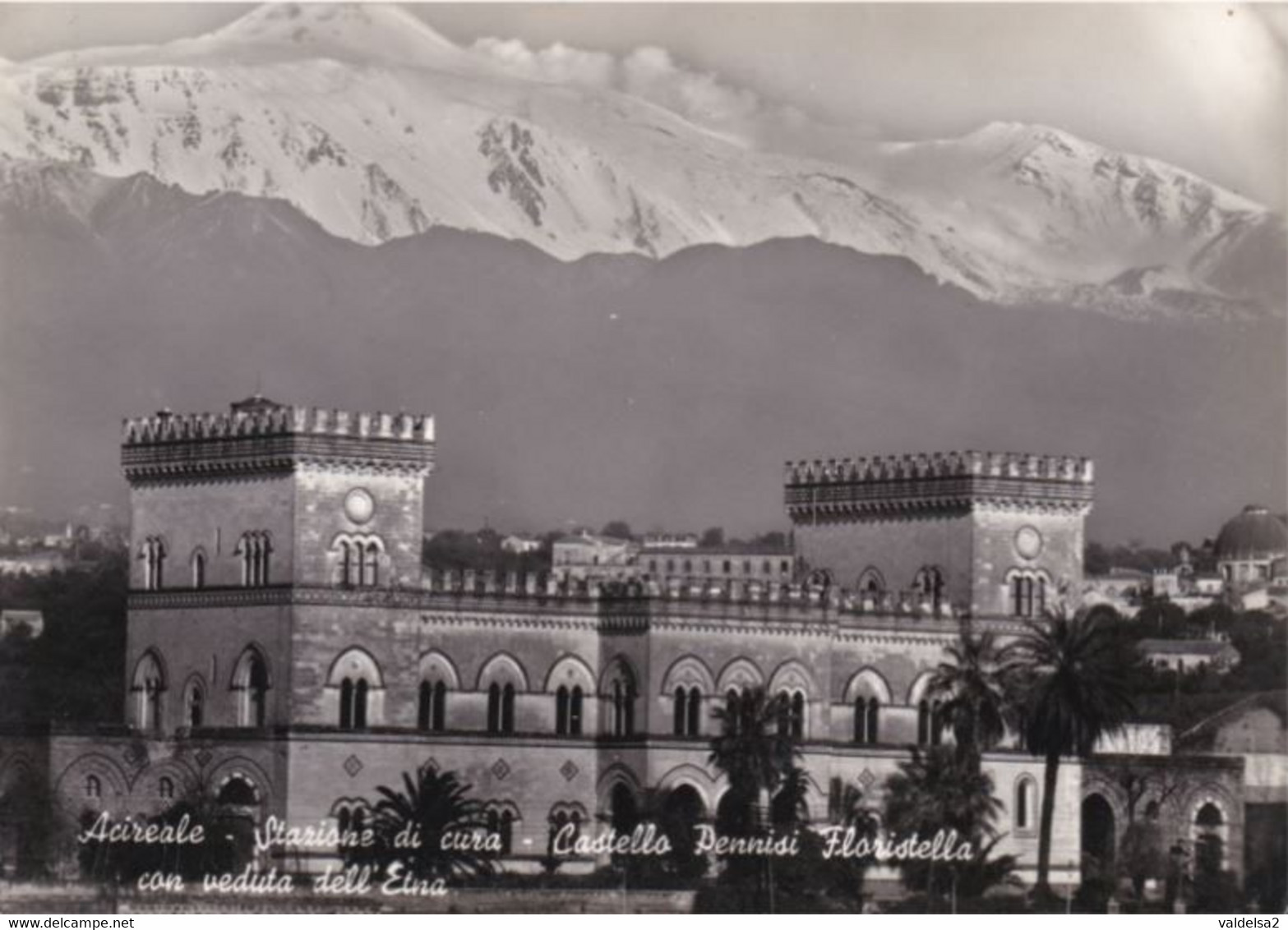 ACIREALE - CATANIA - CASTELLO PENNISI FLORISTELLA CON VEDUTA DELL'ETNA - 1955 - Acireale