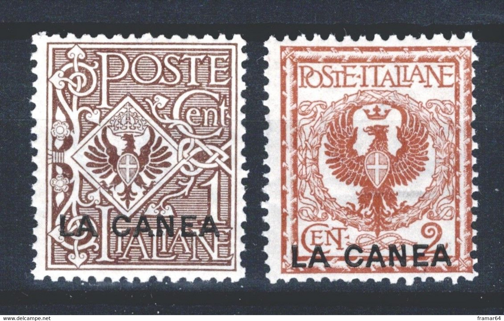 FF1 LA CANEA 1905 Cent. 1 E 2 - Sassone Nn. 3/4 MNH** - La Canea