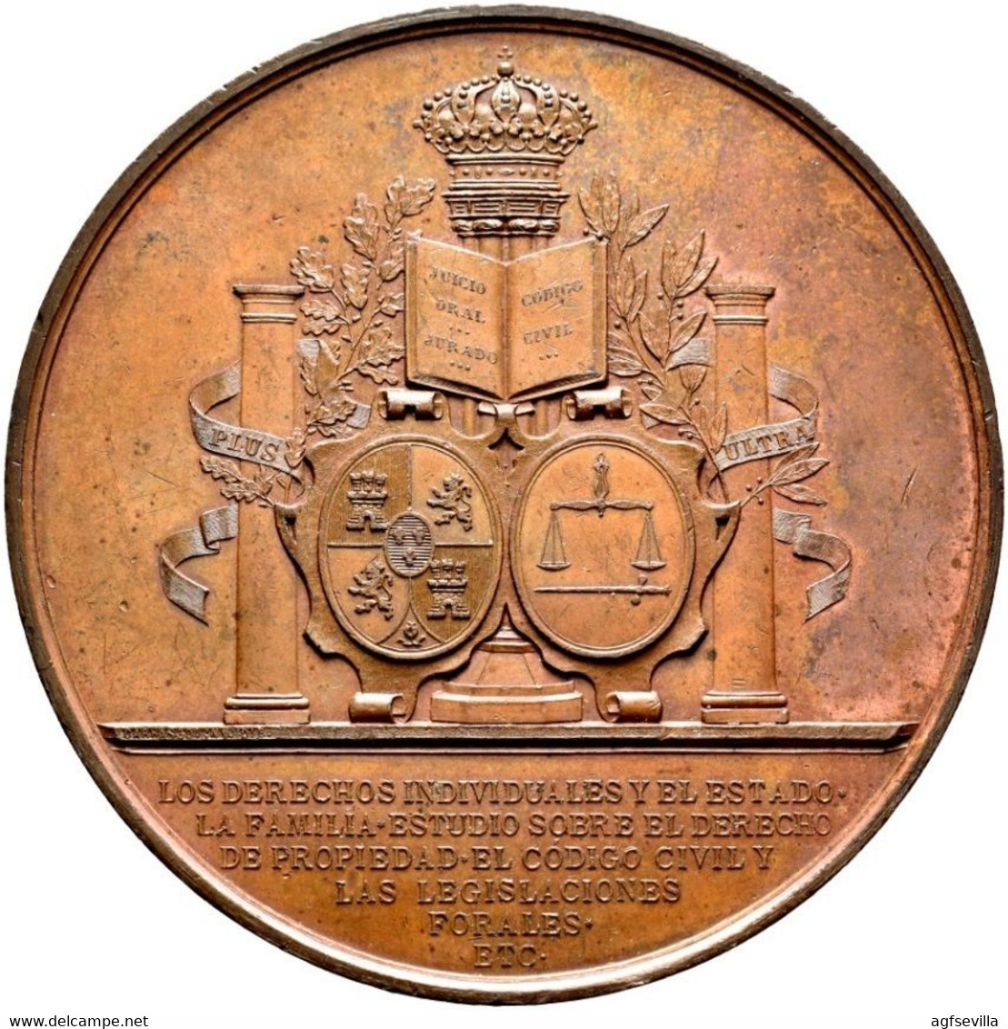 ESPAÑA. ALFONSO XIII. MEDALLA MANUEL ALONSO MARTÍNEZ. 1.889. ESPAGNE. SPAIN MEDAL - Professionnels/De Société