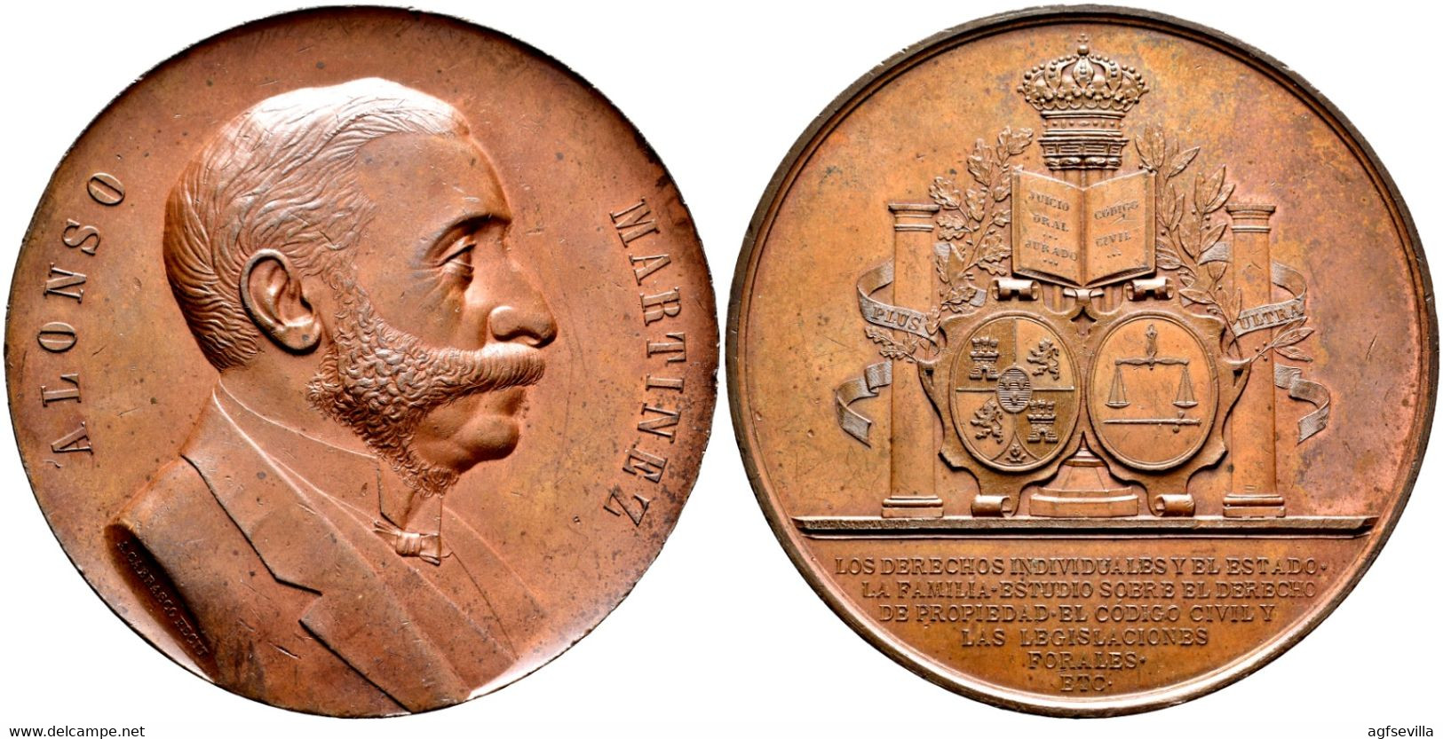 ESPAÑA. ALFONSO XIII. MEDALLA MANUEL ALONSO MARTÍNEZ. 1.889. ESPAGNE. SPAIN MEDAL - Firma's