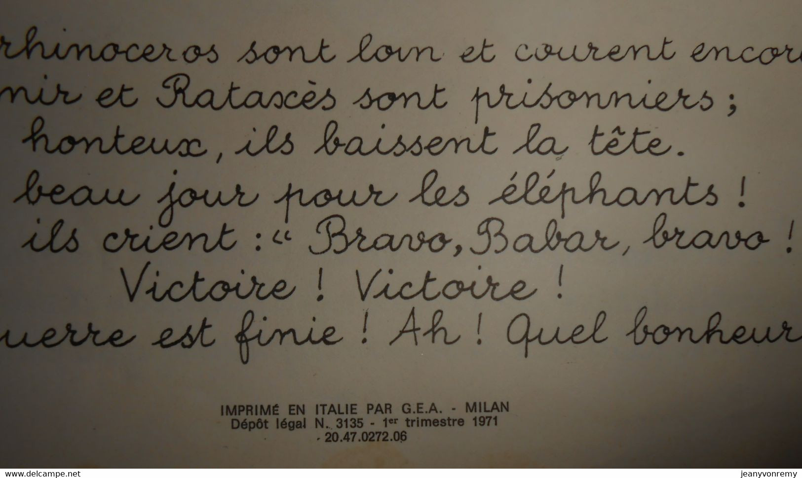Le voyage de Babar. Jean de Brunhoff. 1971