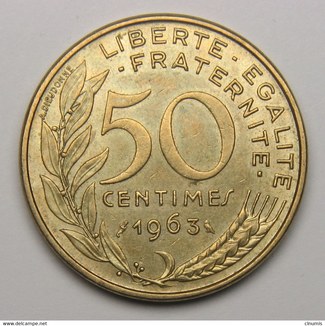 RARE En L'ETAT : SUP++ ! 50 Centimes Marianne, Col à 3 Plis, Bronze-aluminium, 1963 - V° République - 50 Centimes