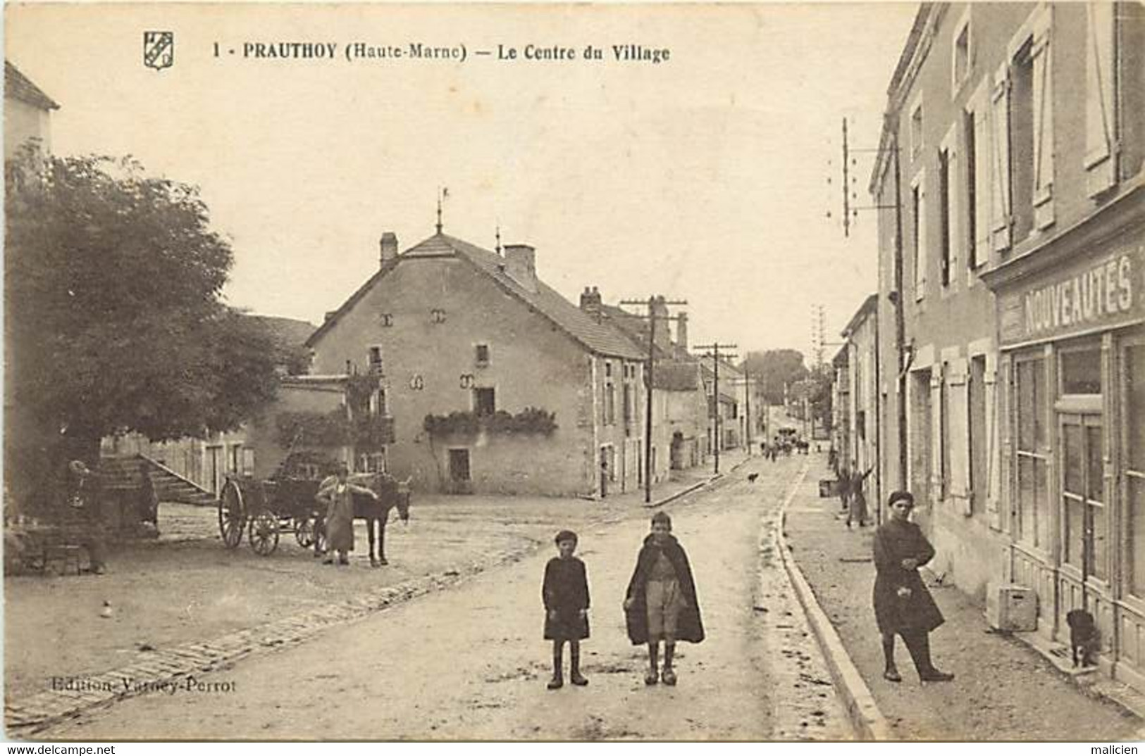 - Dpts Div.-ref-BA333- Haute Marne - Prauthoy - Le Centre Du Village - Magasin Nouveautés - Attelage Cheval - Enfants - - Prauthoy