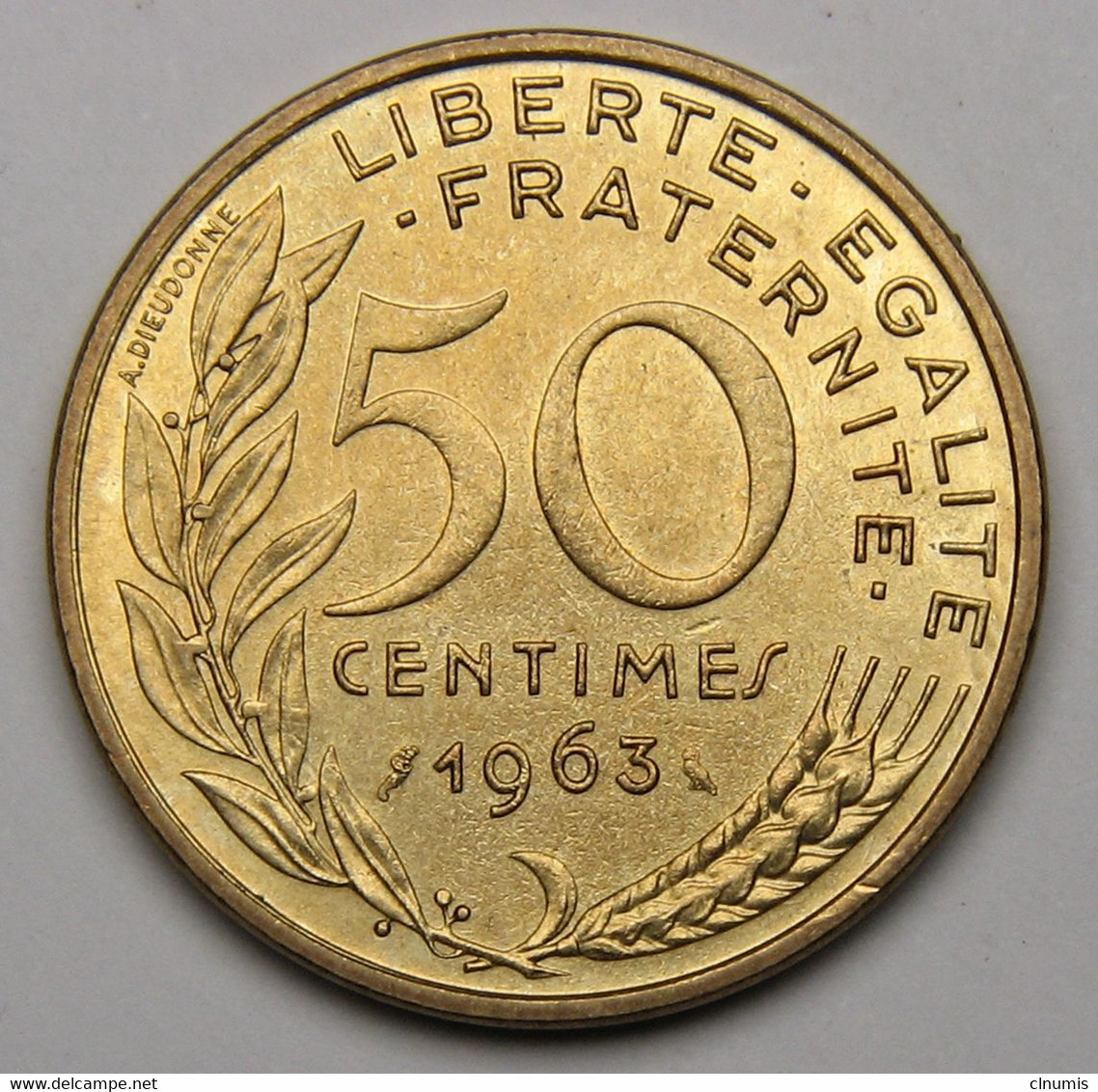 RARE En L'ETAT : SUP++ ! 50 Centimes Marianne, Col à 4 Plis, Bronze-aluminium, 1963 - V° République - 50 Centimes