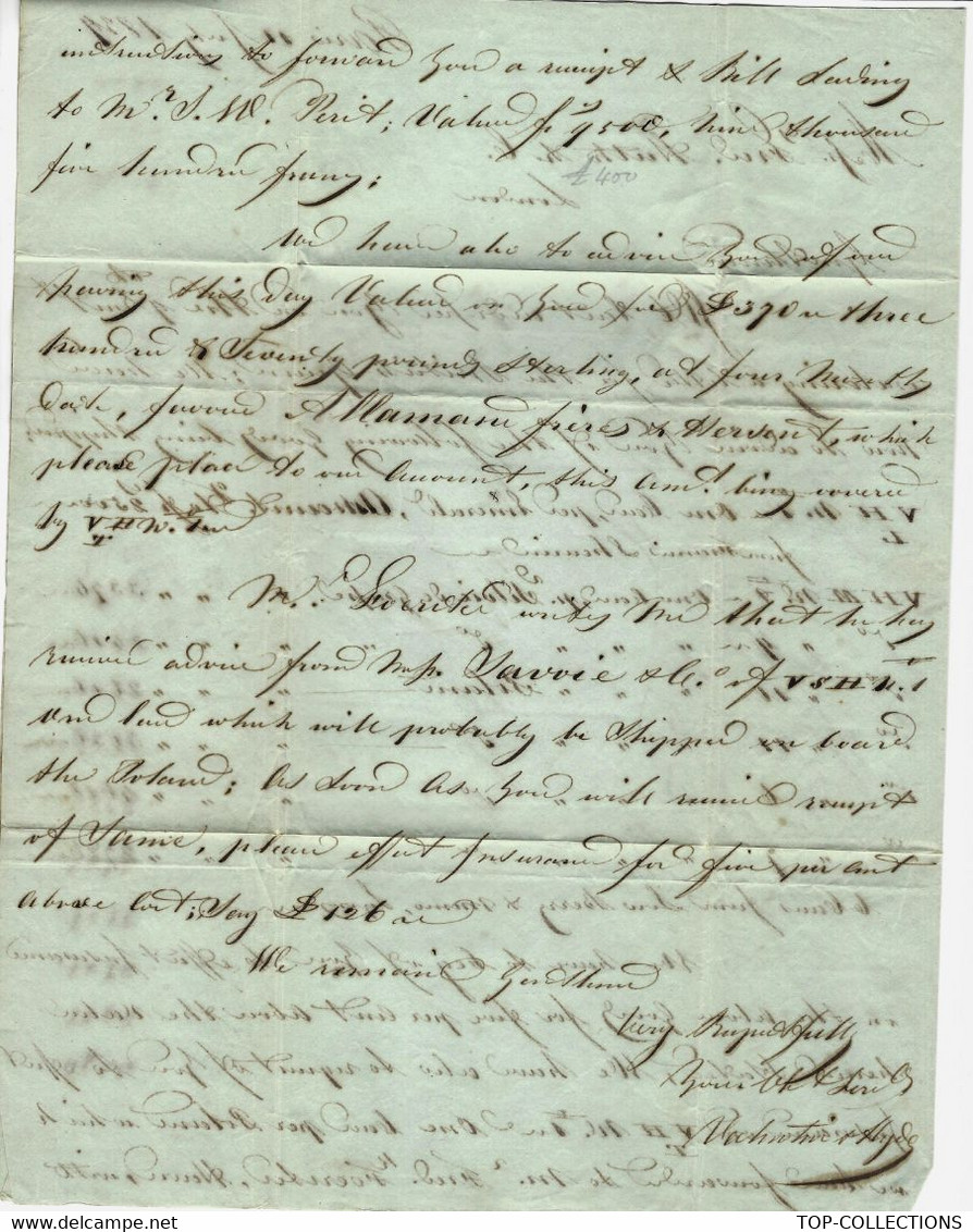 1839 LAC De Paris Valentin Et Hyde BANQUE NEGOCE FINANCE Pour Frederick Huth Banque Bank Londres VOIR SCANS+HISTORIQUE - Verenigd-Koninkrijk