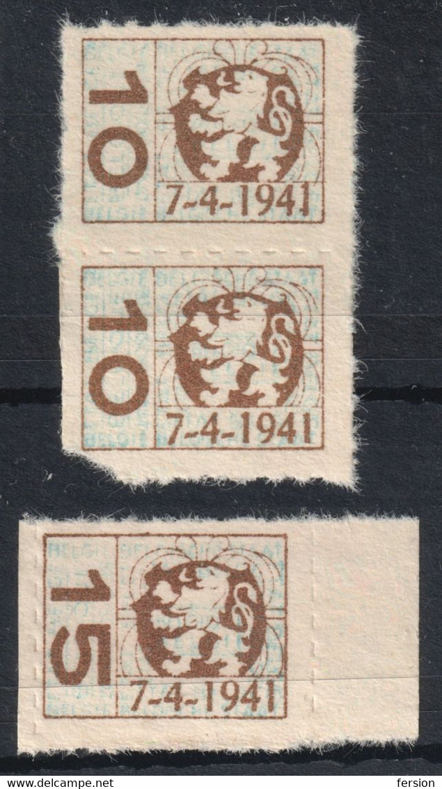 1941 1942 Belgique Belgium - LABEL / CINDERELLA / VIGNETTE Tax Member Stamp - Coat Of Arms / Lion - Altri & Non Classificati