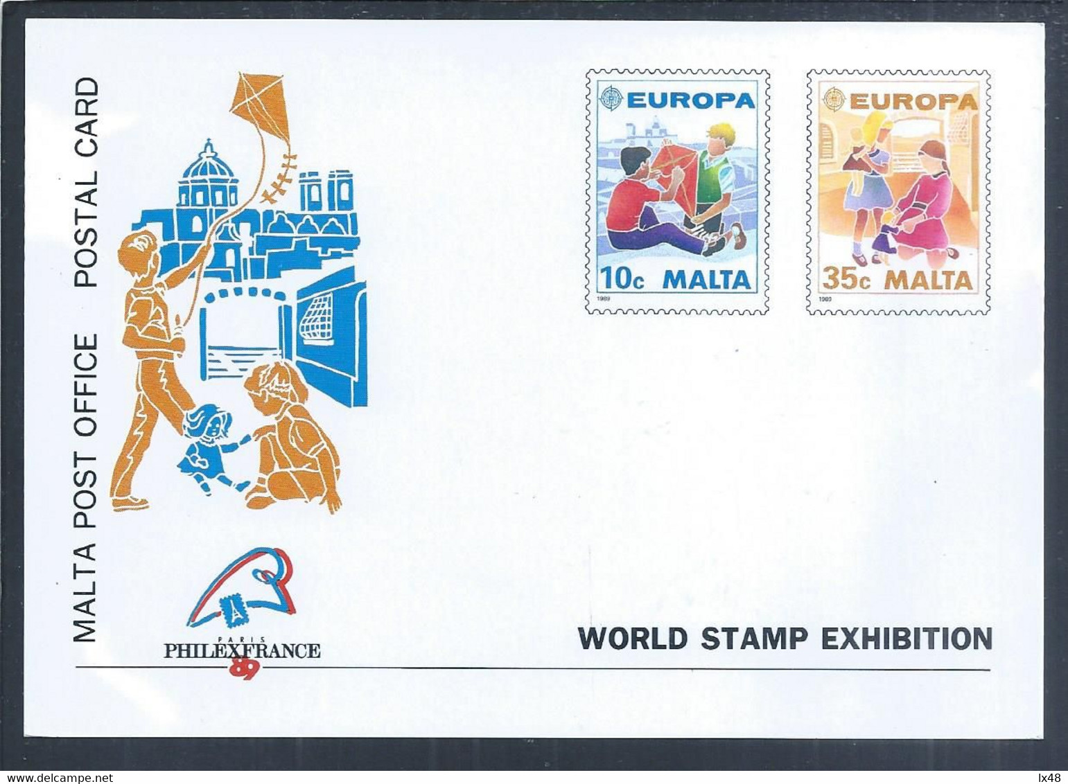 Malta Stationery Postcard With Paper Dolls And Kite. Malta Briefpapier Ansichtkaart Met Papieren Poppen En Vlieger. - Poppen