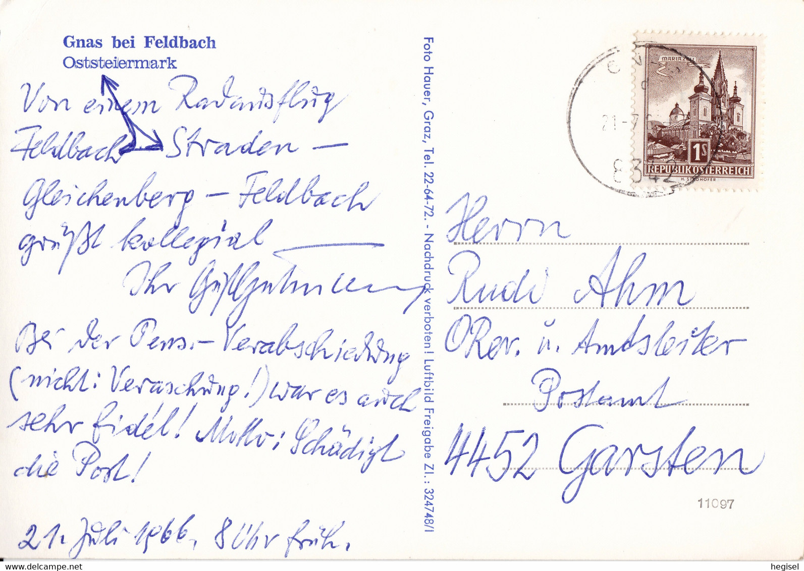 1966, Österreich, Gnas Bei Feldbach, Luftaufnahme, Oststeiermark - Feldbach