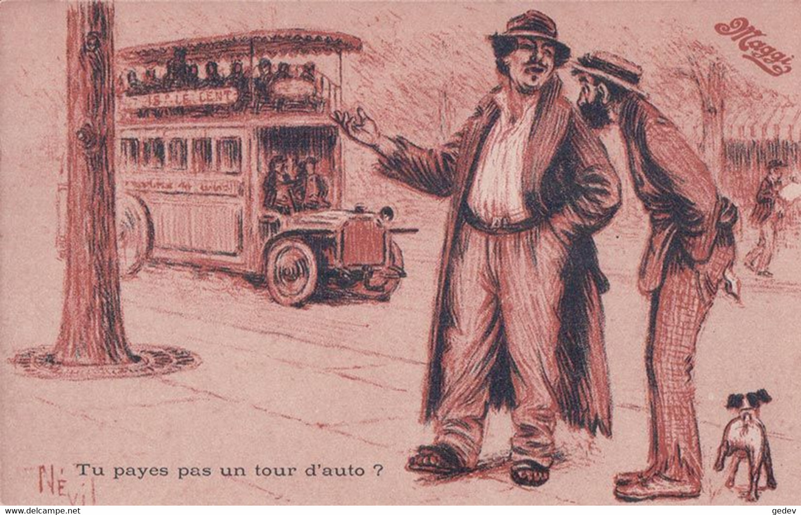 Nevil Illustrateur, Publicité MAGGI, Voyage En Bus, Litho (852) - Nevil