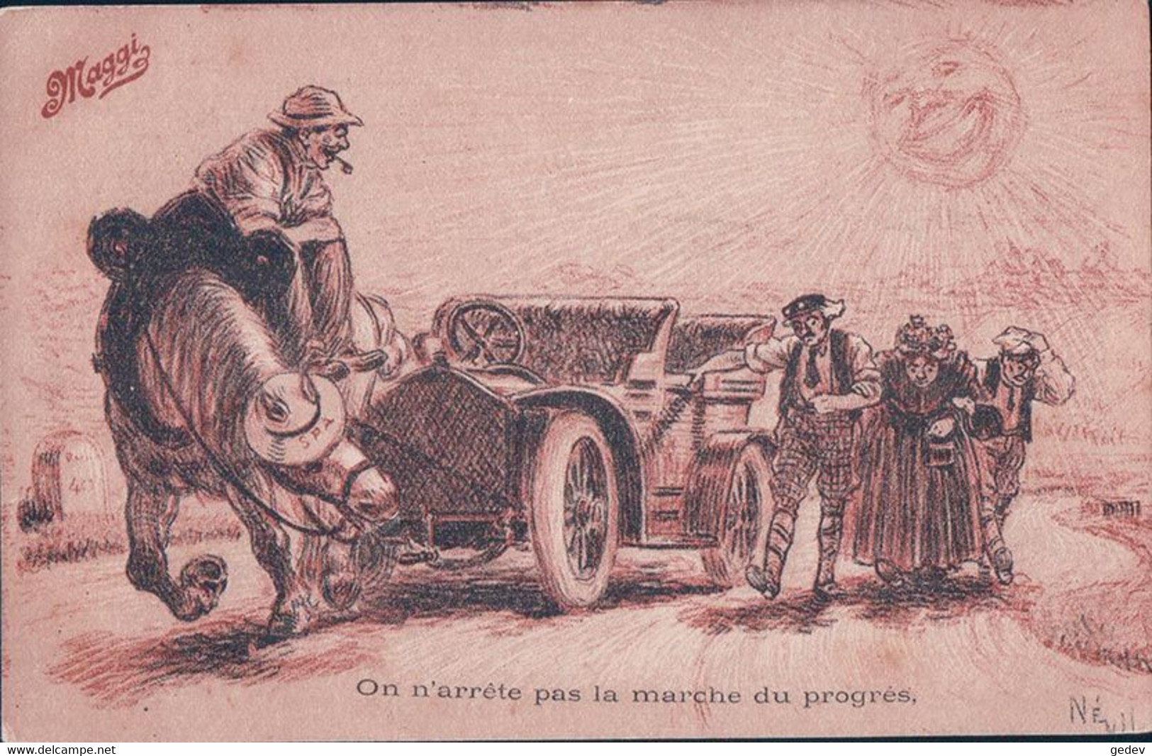 Nevil Illustrateur, Publicité MAGGI, Voiture Tirée Par Un Cheval, Litho (857) - Nevil