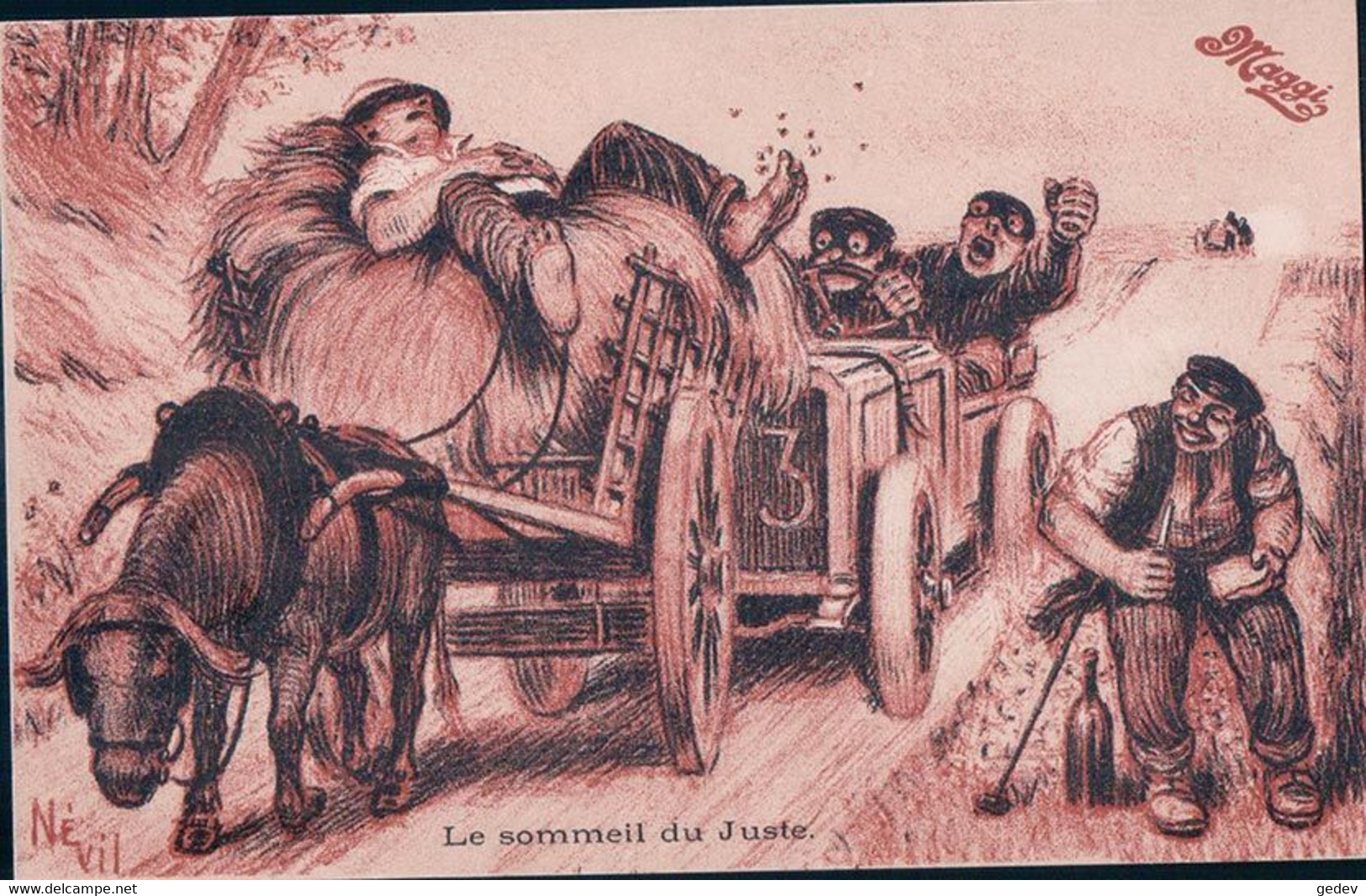 Nevil Illustrateur, Publicité MAGGI, Attelage Devant La Voiture, Litho (860) - Nevil