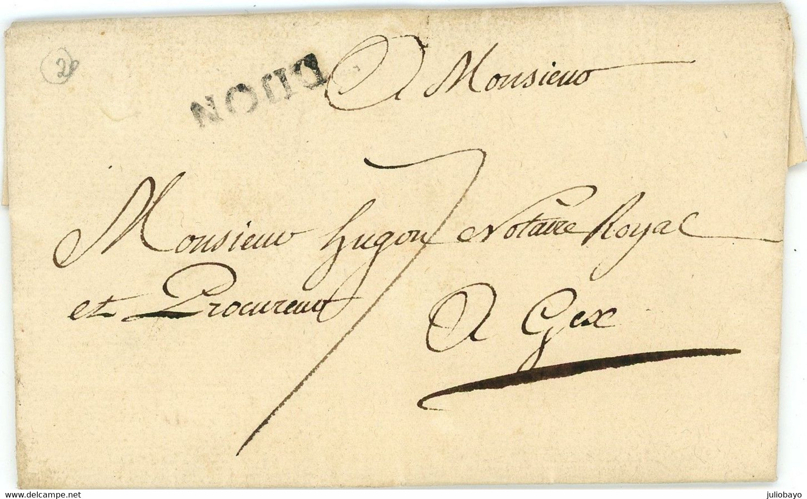 Promo 5 Février 1784 DIJON Vers Gex,avec Correspondance - 1701-1800: Precursors XVIII