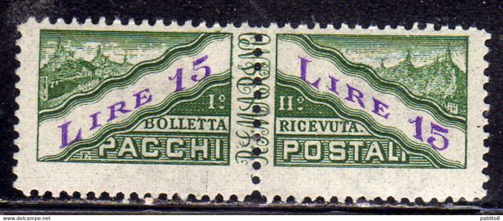 REPUBBLICA DI SAN MARINO 1945 PACCHI POSTALI PARCEL POST LIRE 15 MNH - Paquetes Postales