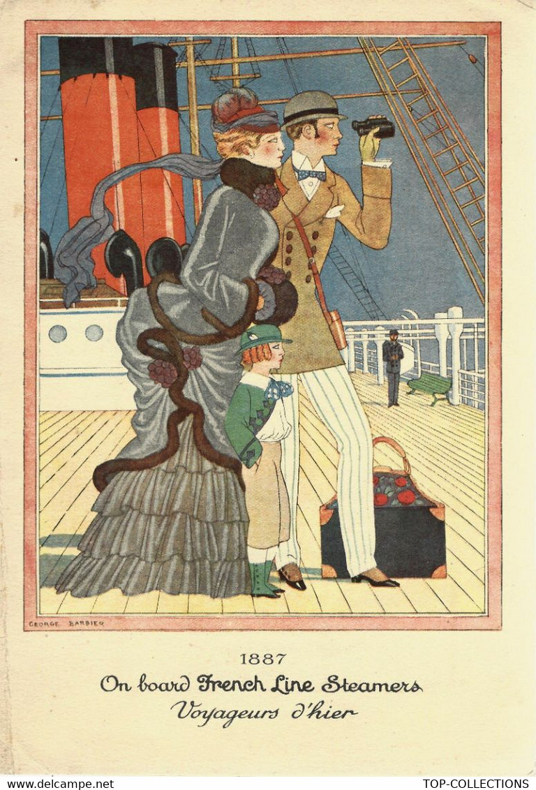 FRENCH LINE 1932 CIE GENERALE TRANSATLANTIQUE "C.G.T."VOYAGEURS D AUJOURD’HUI DESSIN DE GEORGE BARBIER Imprimé Sur MENU - Menükarten