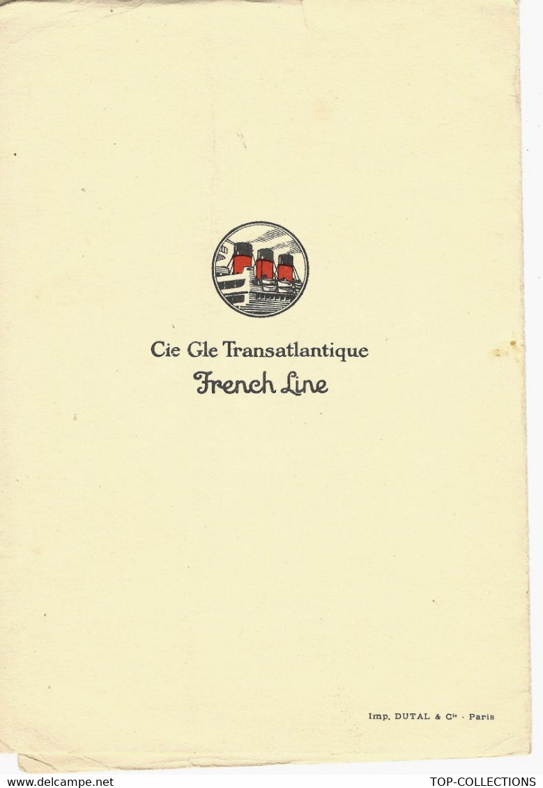 FRENCH LINE 1932 CIE GENERALE TRANSATLANTIQUE "C.G.T."VOYAGEURS D AUJOURD’HUI DESSIN DE GEORGE BARBIER Imprimé Sur MENU - Menus