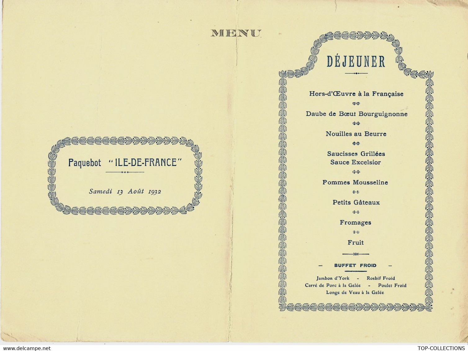 FRENCH LINE 1932 CIE GENERALE TRANSATLANTIQUE "C.G.T."VOYAGEURS D AUJOURD’HUI DESSIN DE GEORGE BARBIER Imprimé Sur MENU - Menükarten