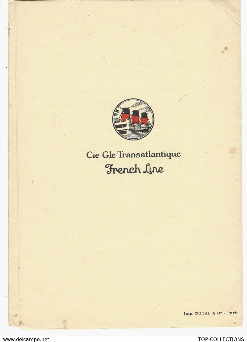 FRENCH LINE 1932 CIE GENERALE TRANSATLANTIQUE "C.G.T."VOYAGEURS D AUJOURD’HUI DESSIN DE GEORGE BARBIER Imprimé Sur MENU - Menu