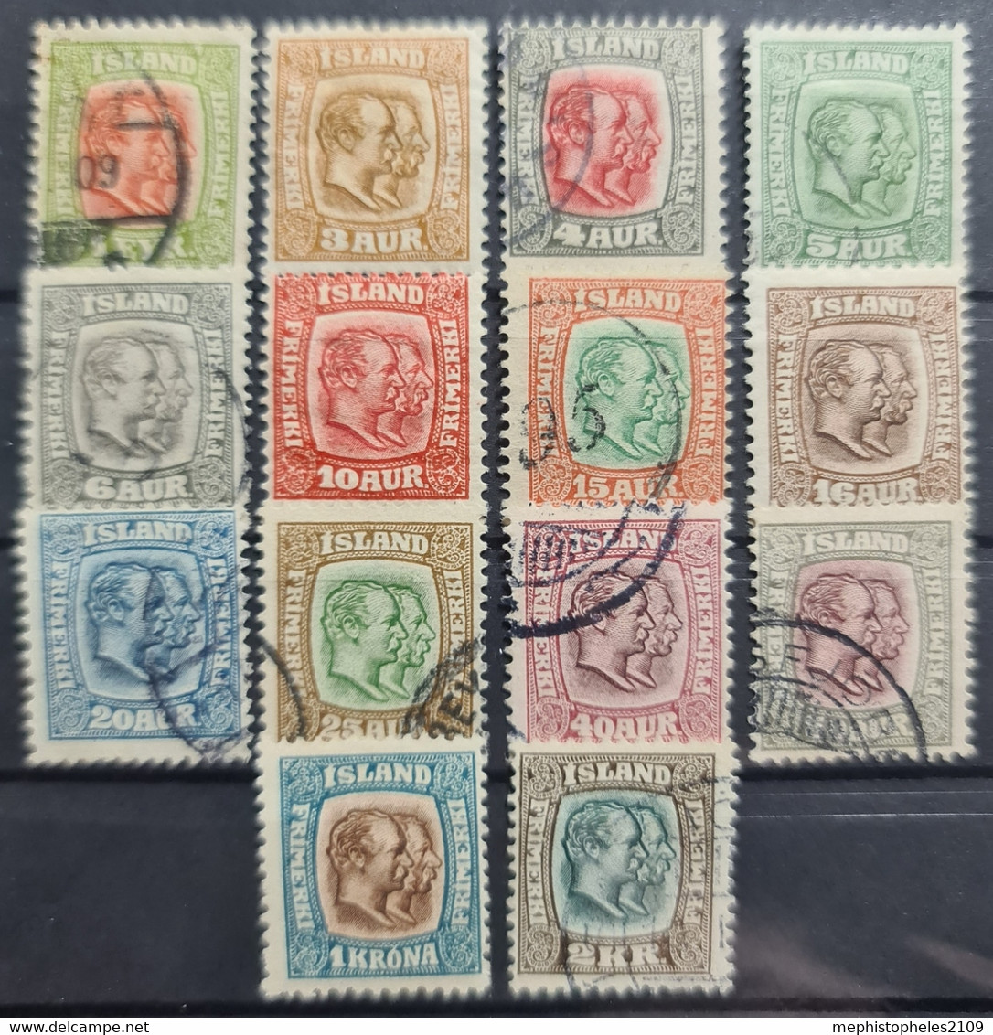ICELAND 1907/08 - MLH/canceled - Sc# 71-84 - Used Stamps