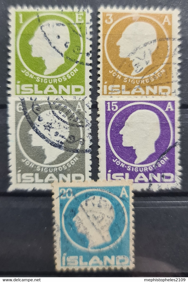 ICELAND 1915 - Canceled - Sc# 99, 100, 103, 106, 107 - Used Stamps