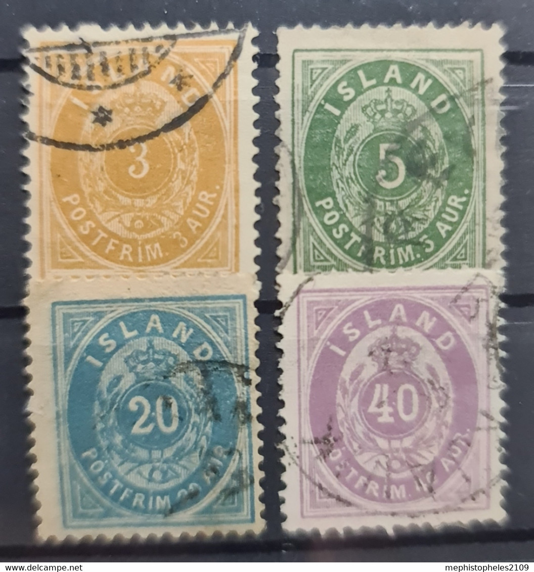 ICELAND 1882 - Canceled - Sc# 15-18 - Used Stamps