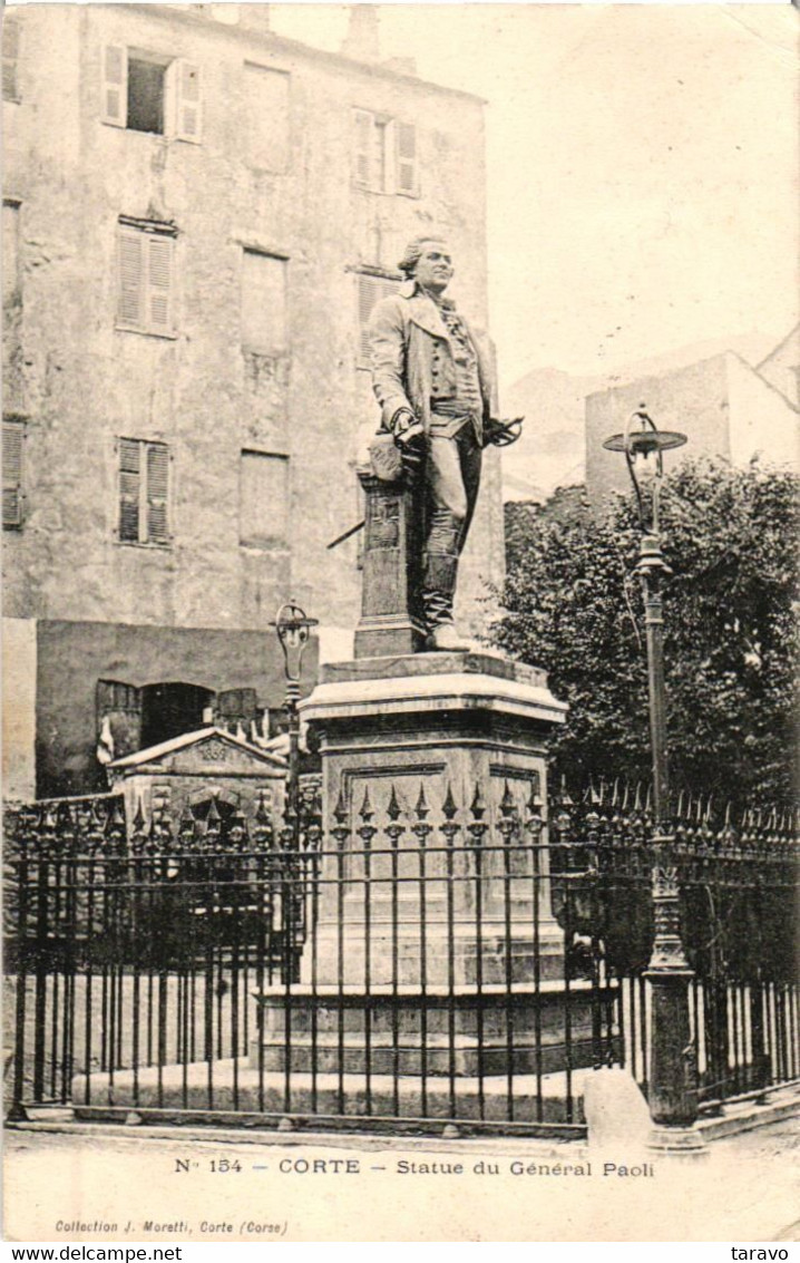 CORSE - CORTE - Derrière La Statue Du Général Paoli, Une Fontaine (?) - Dos Non Divisé J. Moretti - Corte