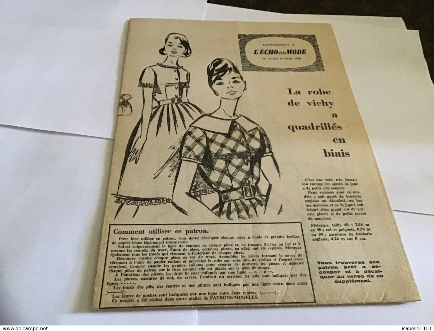 Patron De Couture L écho  De La Mode1960 - Schnittmuster