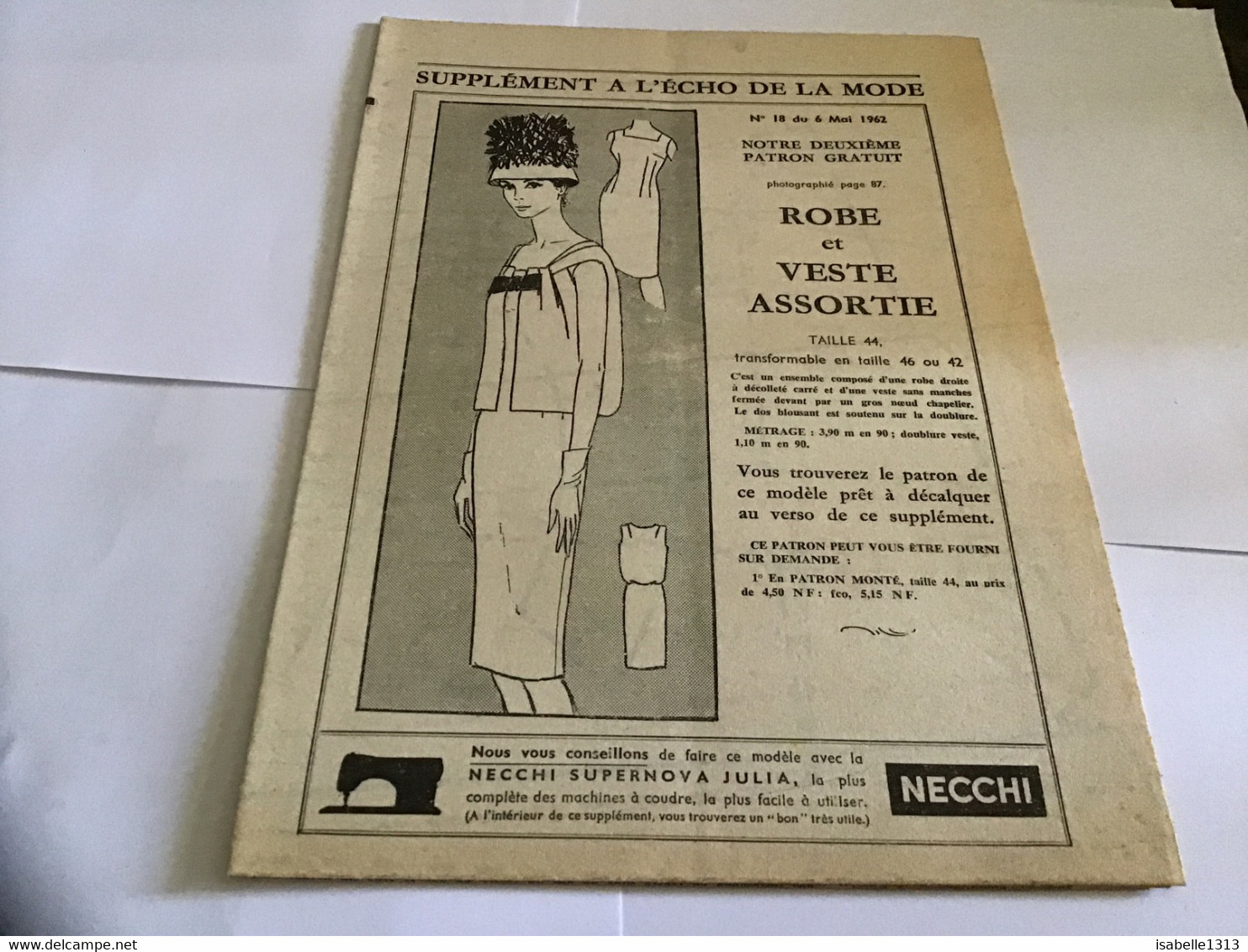 Patron De Couture L écho  De La Mode1962 - Patrons