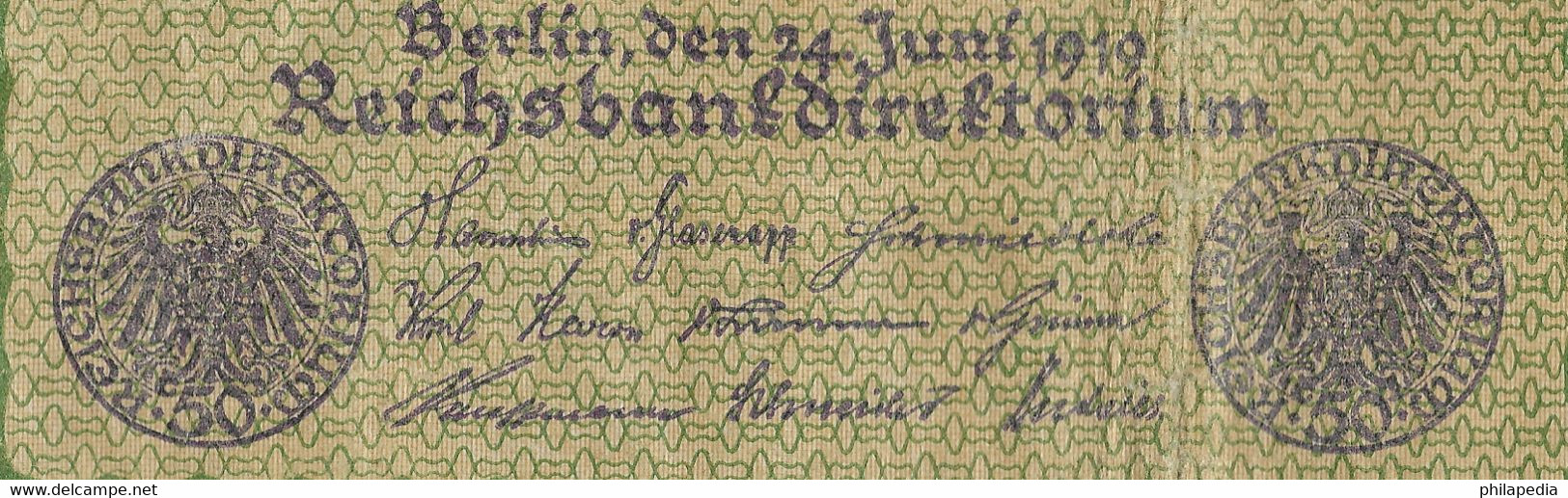 Allemagne République Weimar Tête de Cérès Hyperinflation Woman Geldscheine Mädchenkopf Iperinflazione 1919 50 Marks KM66