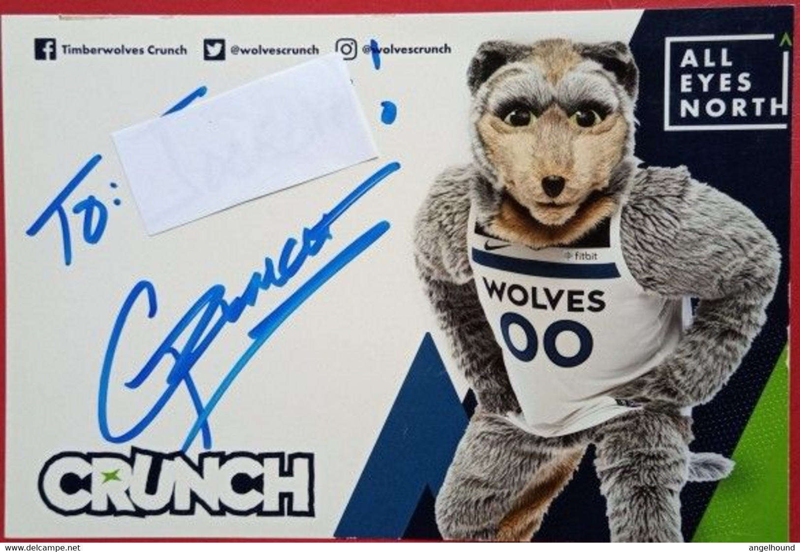 Crunch The Wolf ( Mascot Of Minnesota Timberwolves ) - Authographs
