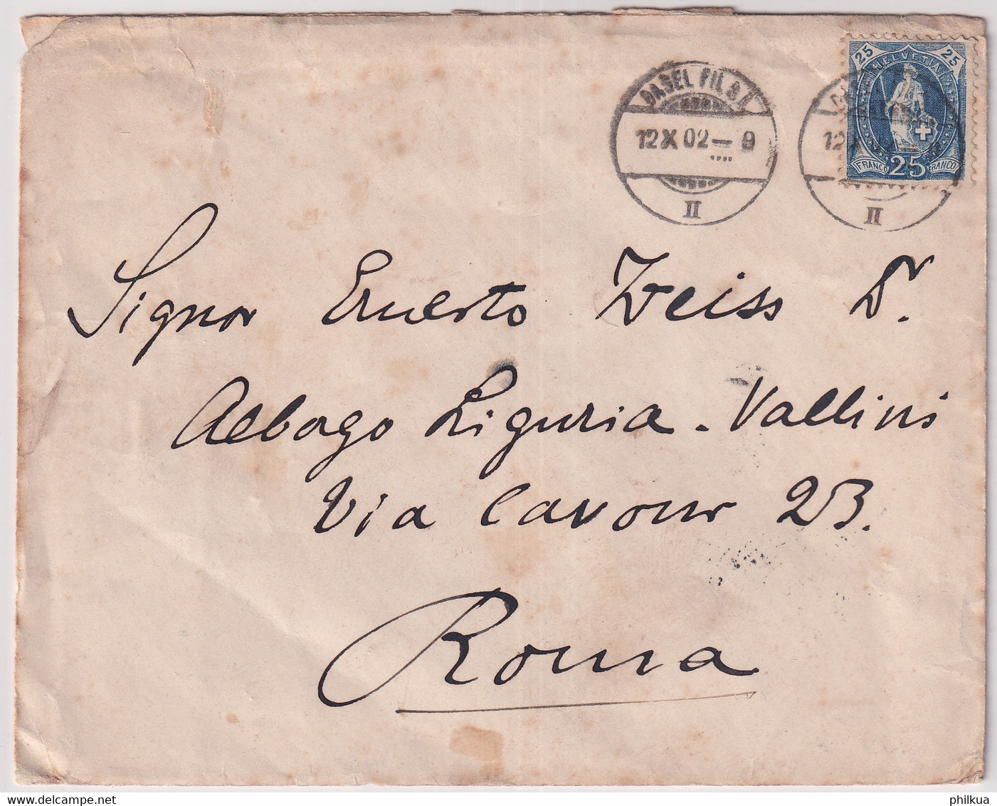 Zumstein 73D MiNr. 67C Stehende Helvetia Auf Auslandbrief Von BASEL Nach ROMA Italien - Lettres & Documents