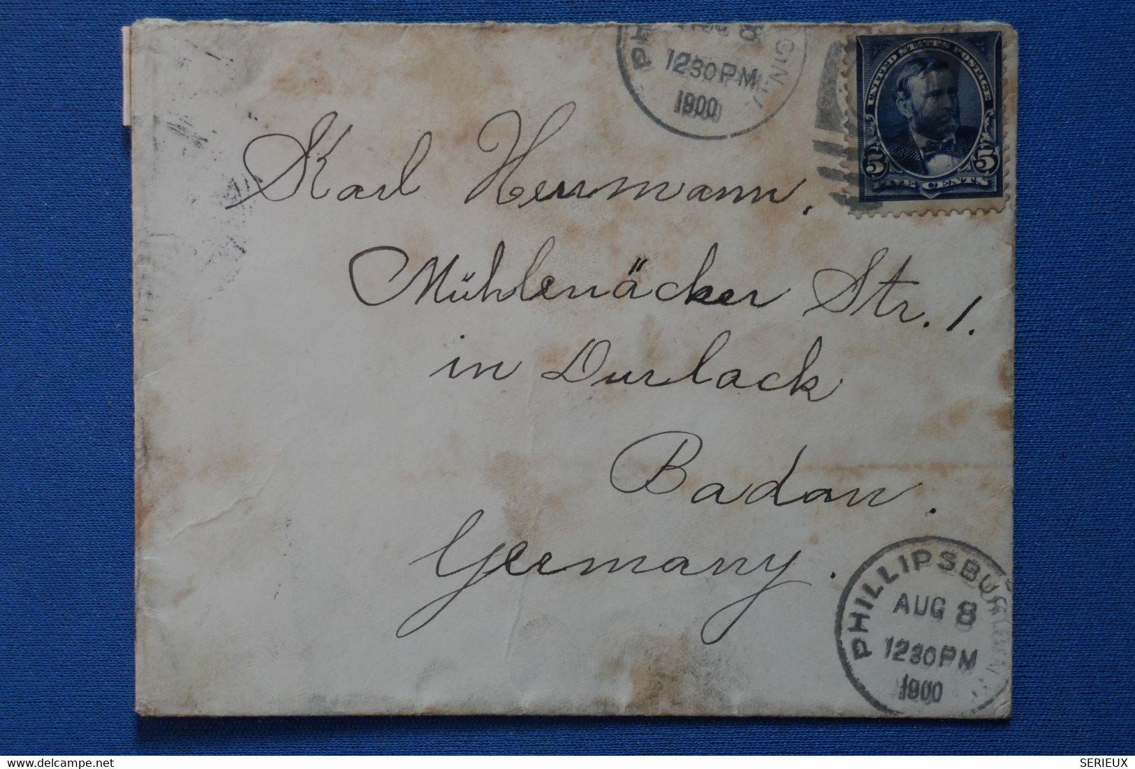 E11 ETATS UNIS BELLE LETTRE RARE   1900 PHILIPSBURG   POUR BADEN  GERMANY +++AFFRANCH. PLAISANT - - Brieven En Documenten