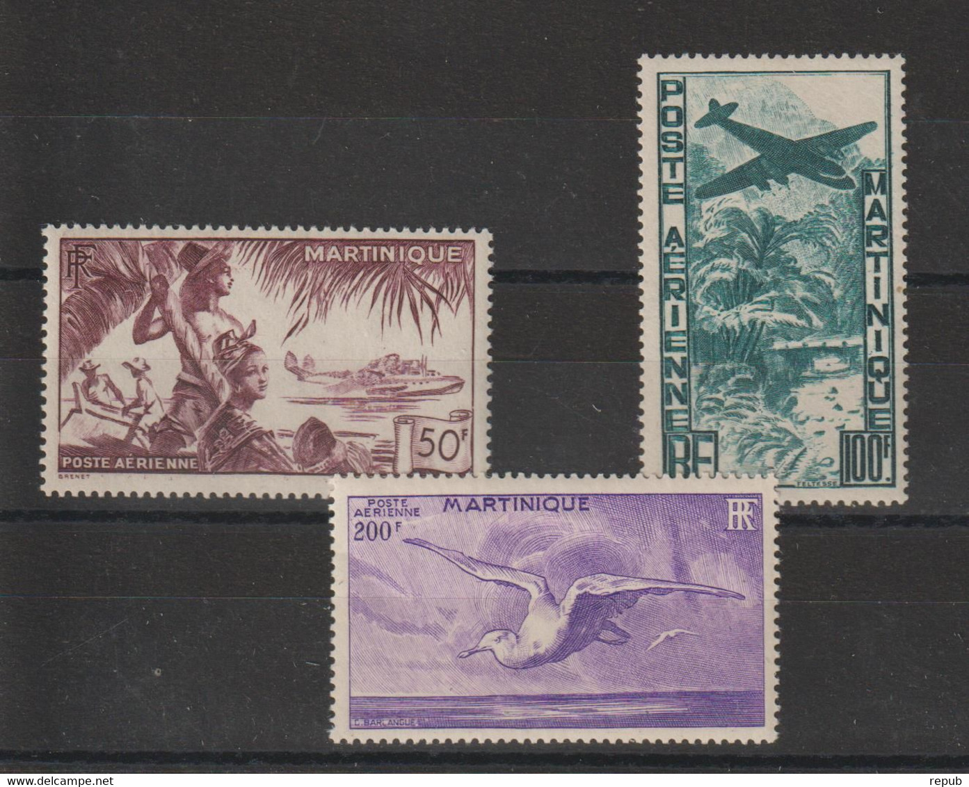 Martinique 1947 Avions PA 13-15, 3 Val * Charnière MH - Poste Aérienne